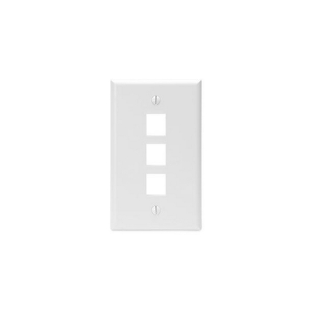 LEVITON 3-Port Wallplate Unloaded, 1-Gang Use W/Snap-In Modules, Quickport WH 41080-3WP
